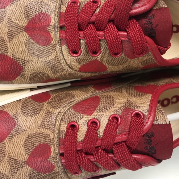 Coach CitySole Coated Canvas & Leather Sneakers Signature C Hearts ❤️ NIB - Picture 6 of 11